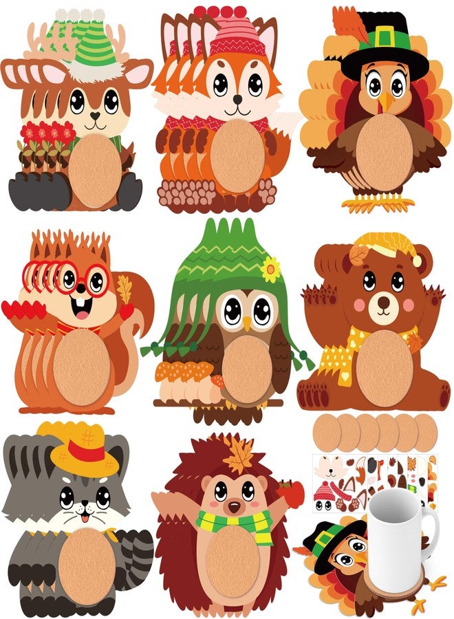 Eternity sky 32PCS Fall Thanksgiving Coaster Crafts Kits: DIY Make Your Own Autumn Turkey Cup Mat Decorations Arts and Craft for School Classroom Games Harvest Activities Home Party Supplies - Image 1